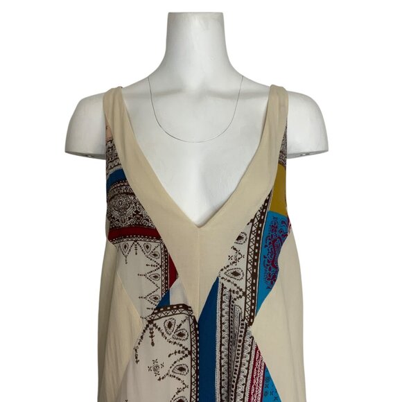 Free People All Patched Up Patchwork Jumpsuit XS Sleeveless Oversize Hippie Fall - Picture 7 of 12